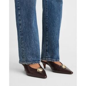 NEW Madewell Emilie Slingback Pump Coffee Bean Brown Sz 6.5 Kitten Heel NX090